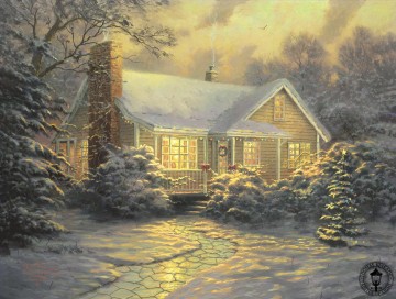 クリスマス コテージ トーマス キンケード Oil Paintings